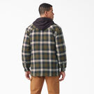 Water Repellent Flannel Hooded Shirt Jacket - Dark Olive/Black Plaid &#40;A2A&#41;
