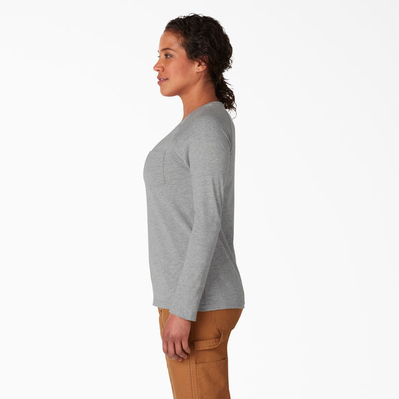 Women&#39;s Cooling Long Sleeve Pocket T-Shirt - Heather Gray &#40;HG&#41;