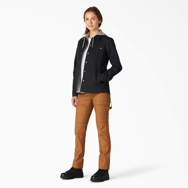 Veste-chemise à capuchon en coutil pour femmes - Black (BKX) numéro de l’image 4