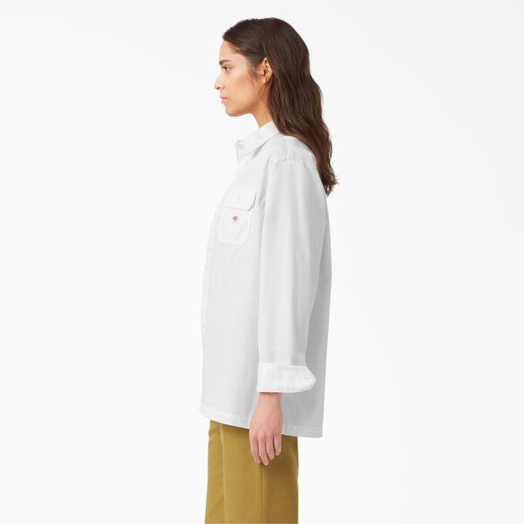 Chemise de travail &agrave; manches longues de coupe d&eacute;contract&eacute;e pour femmes - White &#40;WH&#41;
