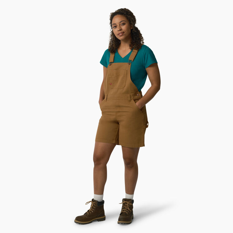 Women&#39;s 7&quot; Bib Shortalls - Rinsed Brown Duck &#40;RBD&#41;