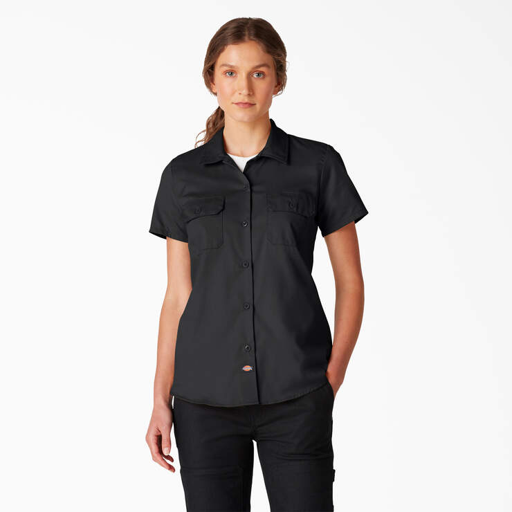 Women’s FLEX Short Sleeve Work Shirt - Black (BK) image number 1