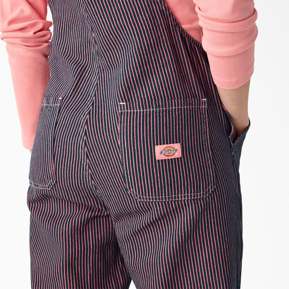 Women&rsquo;s Regular Fit Hickory Stripe Bib Overalls - Pink/Navy Hickory Stripe &#40;KRS&#41;