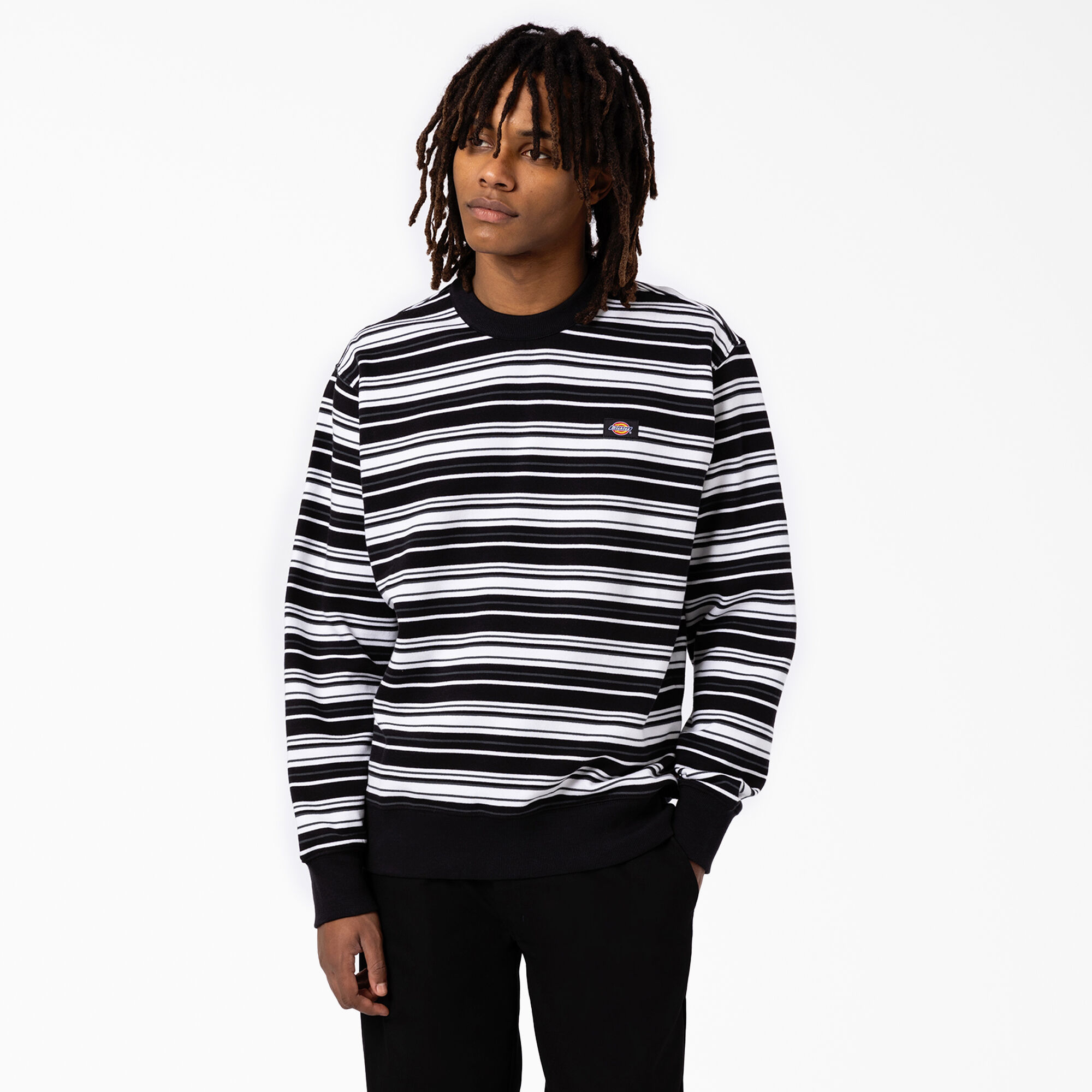 Sweatshirt with striped sleeves on sale