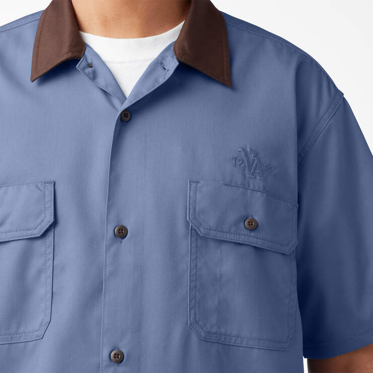 Chemise de travail à col contrastant Vincent Alvarez - Gulf Blue (GB) numéro de l’image 5