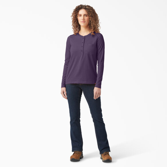 Women&#39;s Heavyweight Henley - Dusty Purple Heather &#40;U2H&#41;