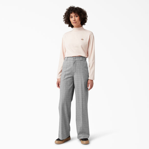 Pantalon &agrave; taille haute et &agrave; jambe large Bakerhill pour femmes - Brown Plaid &#40;BP3&#41;