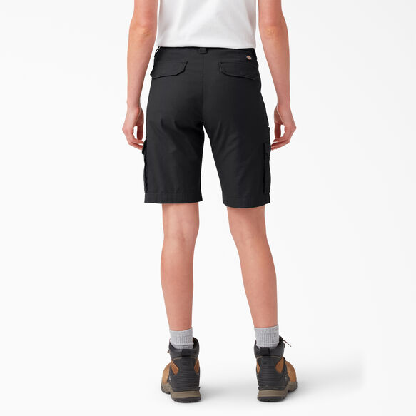 Women&#39;s Relaxed Fit Ripstop Cargo Shorts, 9&quot; - Black &#40;BKX&#41;