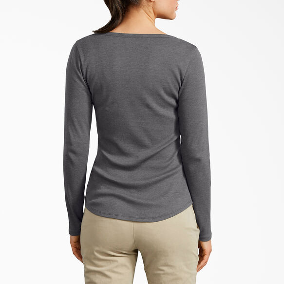 Women&#39;s Long Sleeve Henley Shirt - Graphite Gray &#40;GAD&#41;