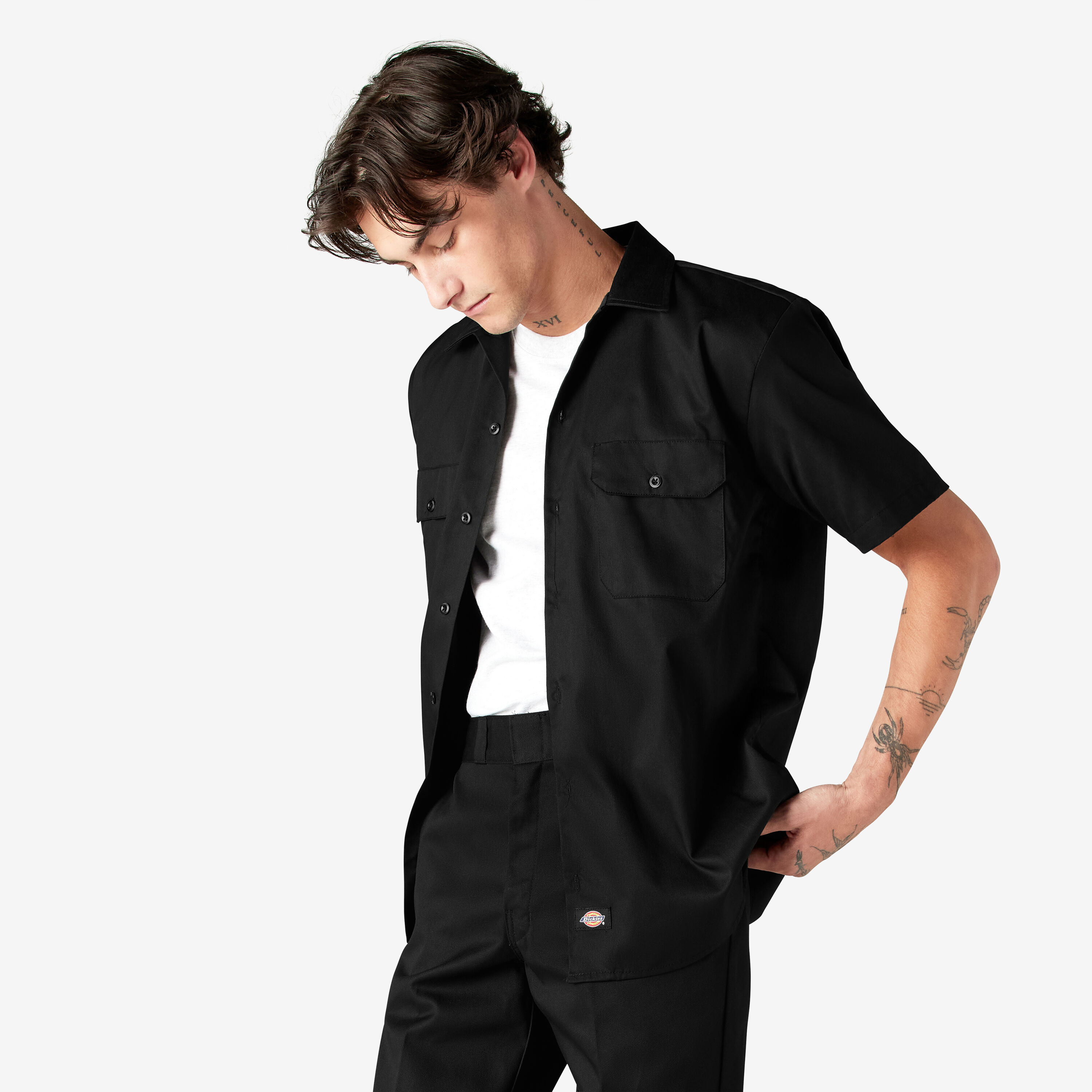 Dickies Men s Short Sleeve Work Shirt Black Size S 1574