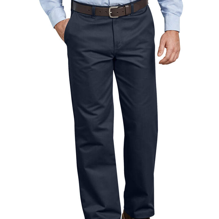 Pantalon en coton à devant plat - Dark Navy (DN) numéro de l’image 1