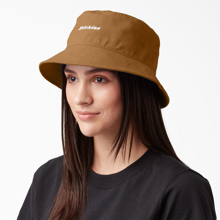 Script Logo Canvas Bucket Hat - Brown Duck &#40;BD&#41;