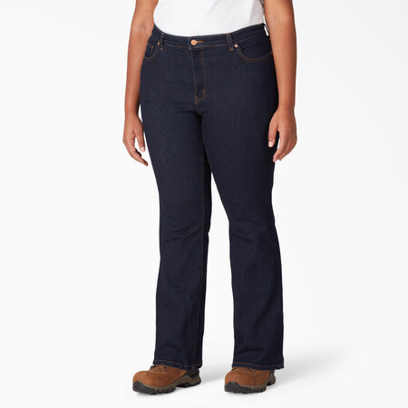 Jeans &agrave; jambe semi-&eacute;vas&eacute;e Forme parfaite taille plus pour femmes - Rinsed Indigo Blue &#40;RNB&#41;