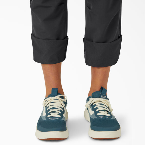 Pantalon a&eacute;r&eacute; &agrave; revers, de coupe droite et d&eacute;contract&eacute;e pour femmes - Black &#40;BK&#41;