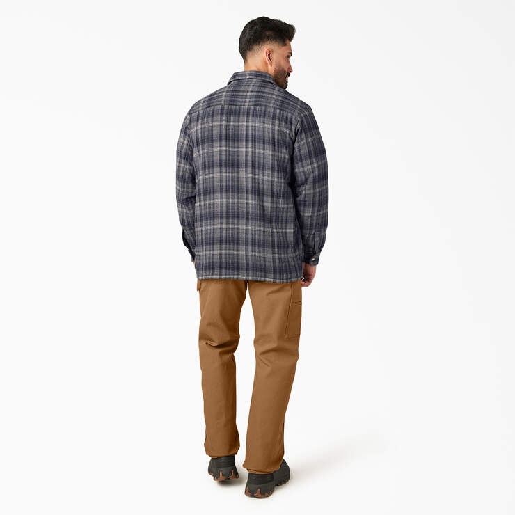 Water Repellent Fleece-Lined Flannel Shirt Jacket - Charcoal/Black Ombre Plaid (A1T) image number 5