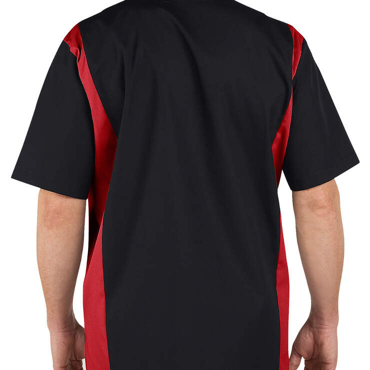 Industrial Colour Block Short Sleeve Shirt - Black/English Red (BKER) image number 2