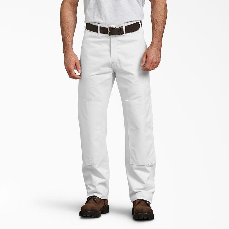 Relaxed Fit Double Knee Carpenter Painter&#39;s Pants - White &#40;WH&#41;