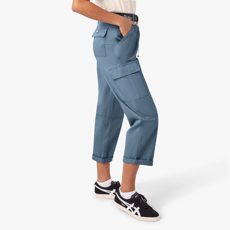 Women's Relaxed Fit Cropped Cargo Pants - Coronet Blue (CNU) image number 4