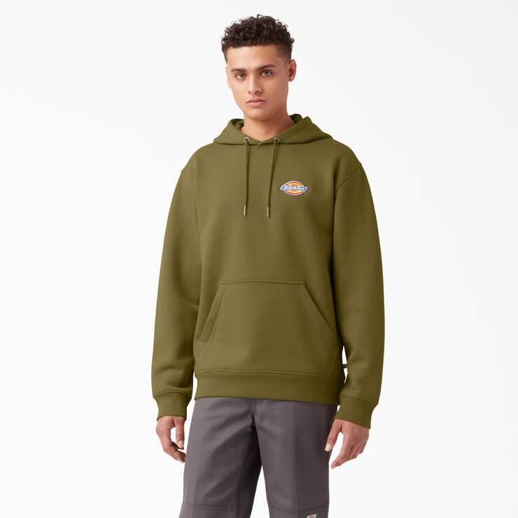 Fleece Embroidered Chest Logo Hoodie - Green Moss (G2M) image number 1