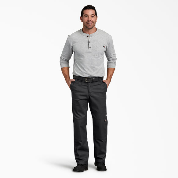 Regular Fit Straight Leg Double Knee Work Pants - Black &#40;BK&#41;