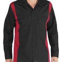 Industrial Colour Block Long Sleeve Shirt - Black/English Red (BKER)