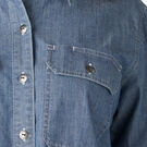 Women&rsquo;s Long Sleeve Chambray Roll-Tab Work Shirt - Stonewashed Light Blue &#40;LSW&#41;