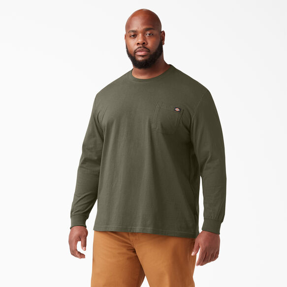 Long Sleeve Heavyweight Crew Neck T-Shirt - Military Green &#40;ML&#41;