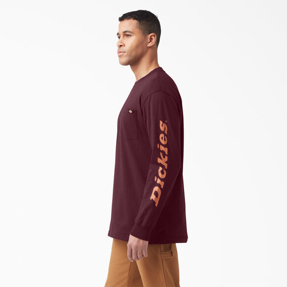 Logo Graphic Long Sleeve Pocket T-Shirt - Burgundy &#40;BY&#41;