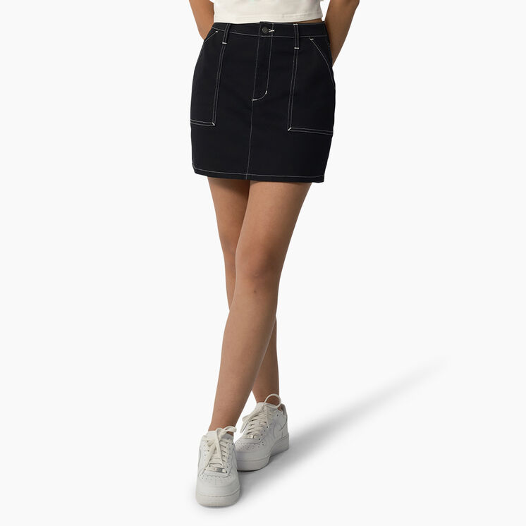 Jupe menuisier &agrave; taille haute pour femmes - Black &#40;BKX&#41;