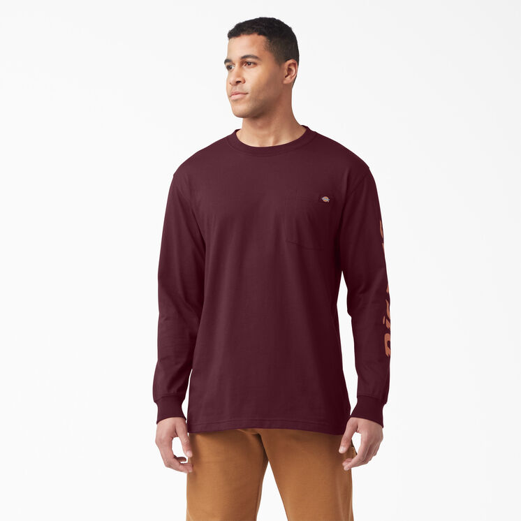 Logo Graphic Long Sleeve Pocket T-Shirt - Burgundy &#40;BY&#41;