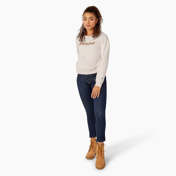 Chandail molletonn&eacute; imprim&eacute; &agrave; encolure ras du cou pour femmes - Cream &#40;CR9&#41;