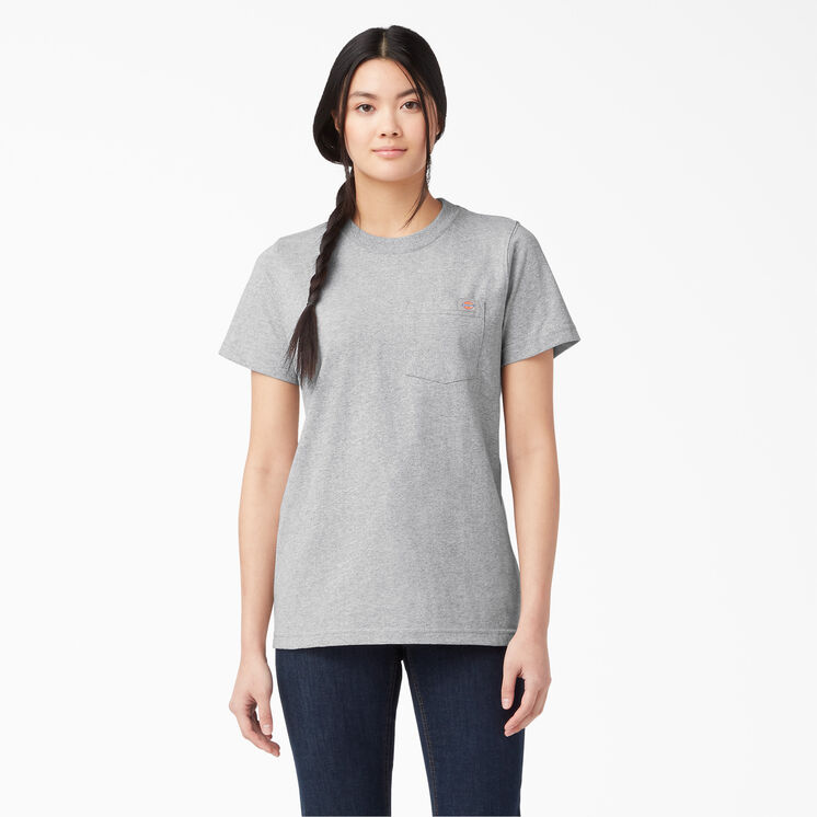 Women&#39;s Heavyweight Short Sleeve Pocket T-Shirt - Heather Gray &#40;HG&#41;