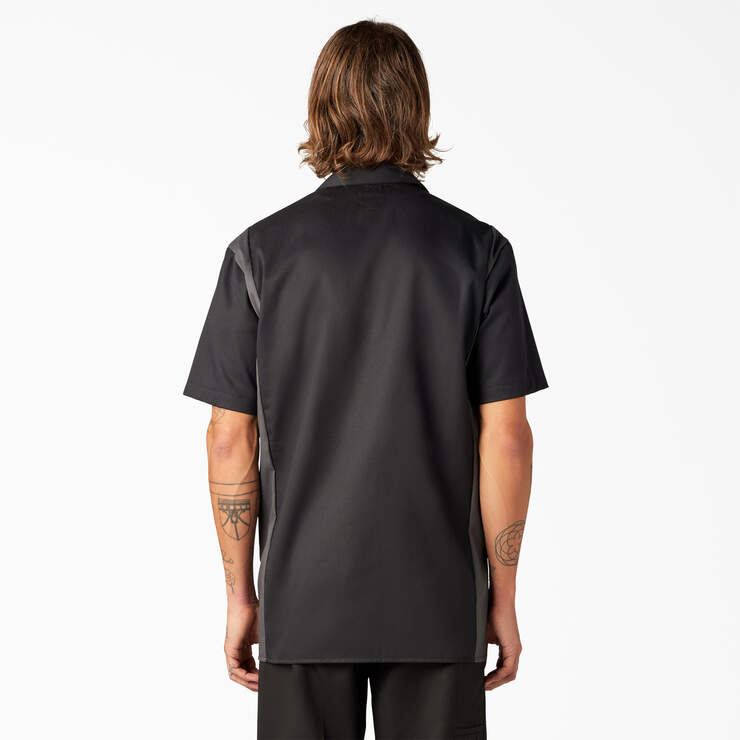 Two-Tone Short Sleeve Work Shirt - Black/Charcoal Graye (BKCH) image number 2