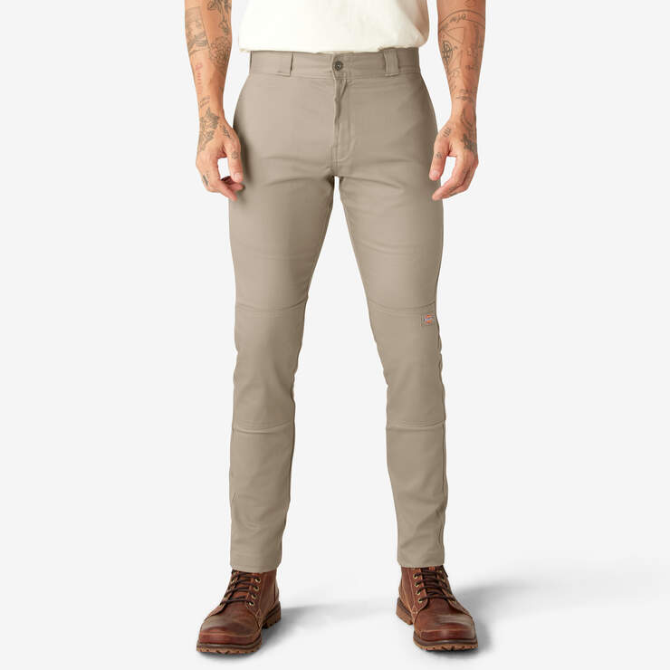 Skinny Fit Double Knee Work Pants - Desert Sand (DS) image number 1