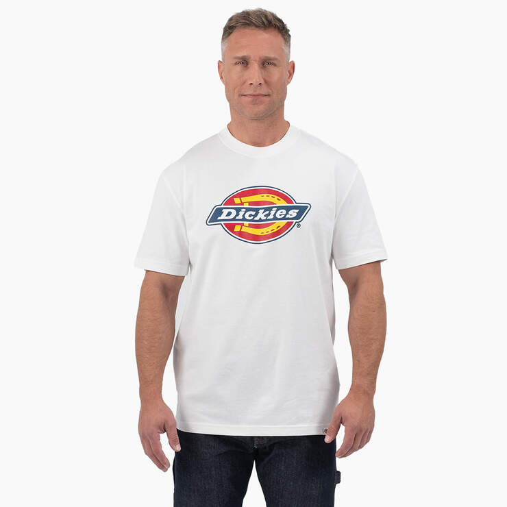 Short Sleeve Tri-Color Logo Graphic T-Shirt - White (WH) image number 1