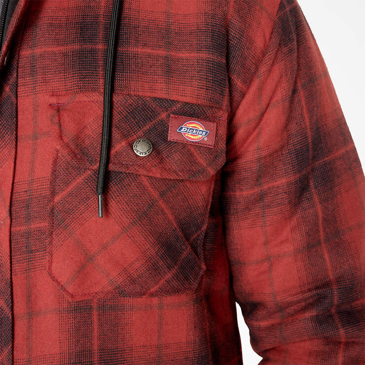 Veste-chemise à capuchon hydrofuge en flanelle - Brick/Black Ombre Plaid (B2W) numéro de l’image 5