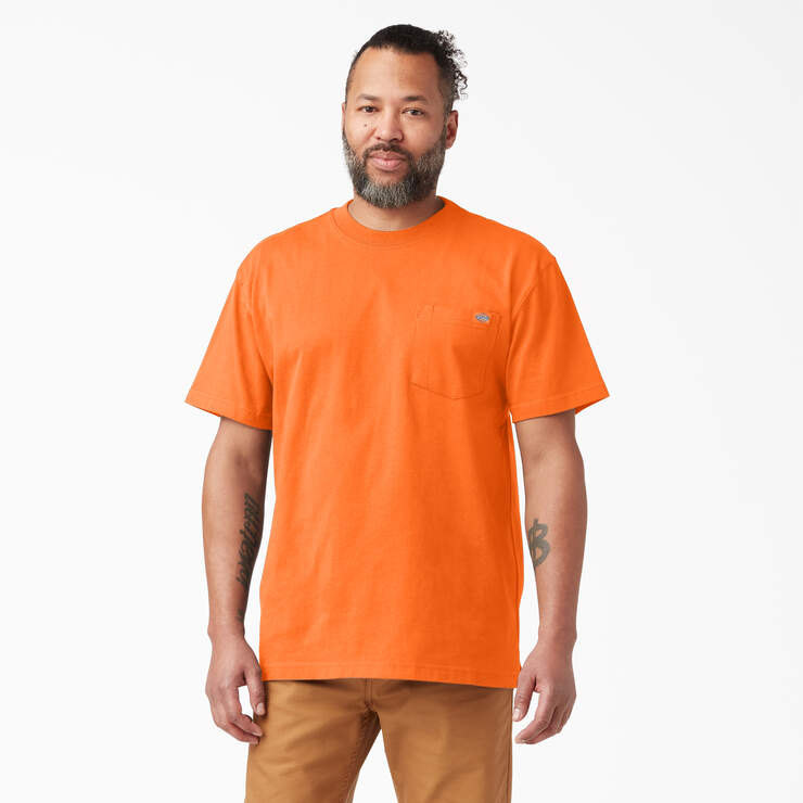 Heavyweight Neon Short Sleeve Pocket T-Shirt - Bright Orange (BOD) image number 1