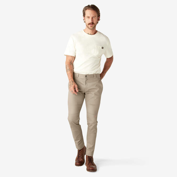 Skinny Fit Double Knee Work Pants - Desert Sand (DS) image number 5