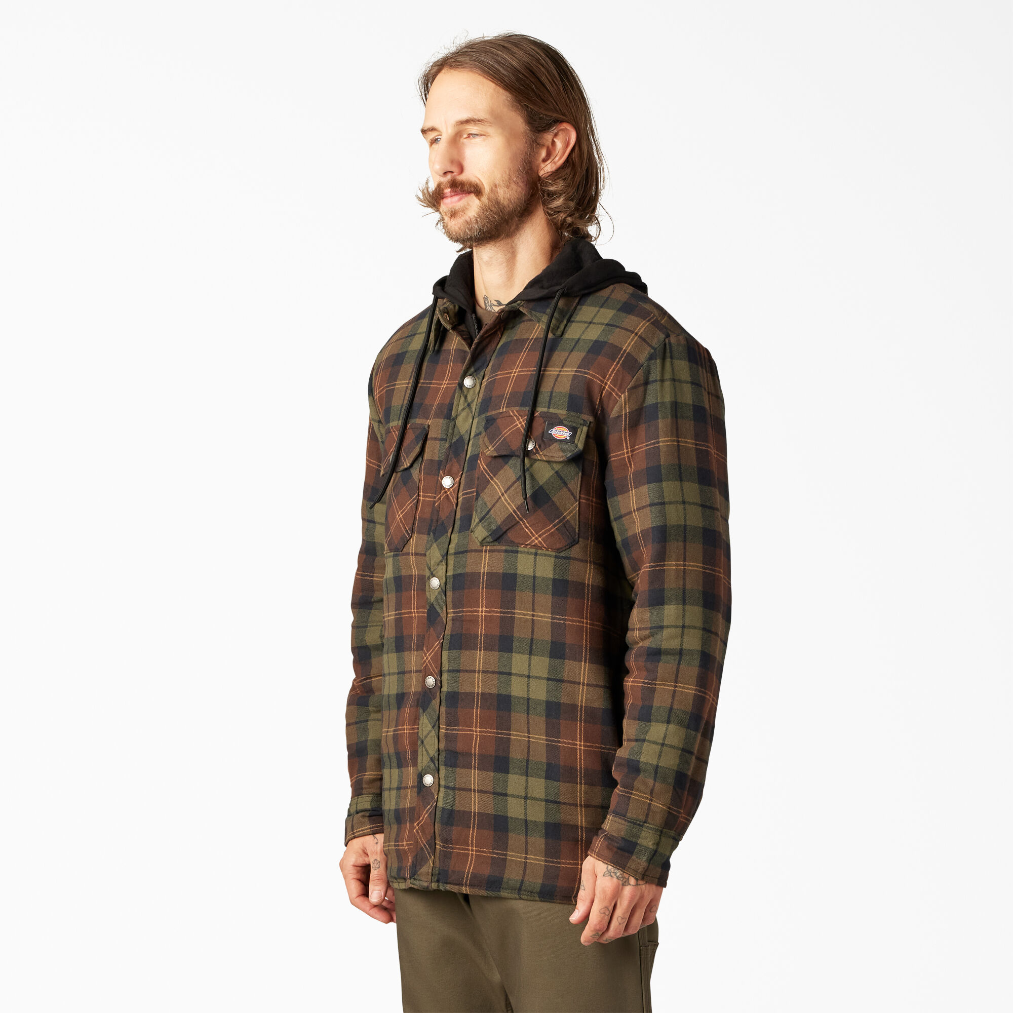 Flannel Hooded Shirt Jacket Men s Outerwear Dickies Canada Dickies Canada