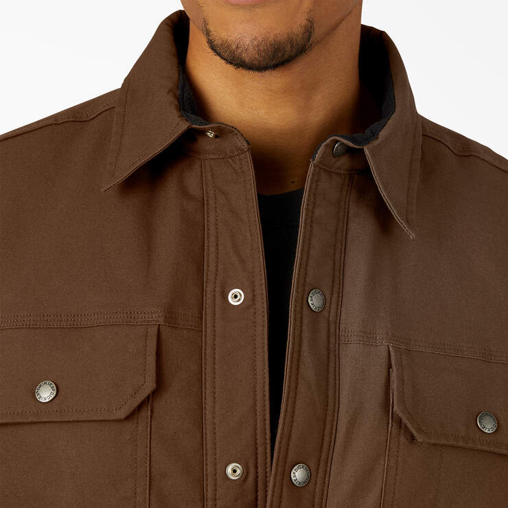 Water Repellent Fleece-Lined Duck Shirt Jacket - Timber Brown (TB) image number 6