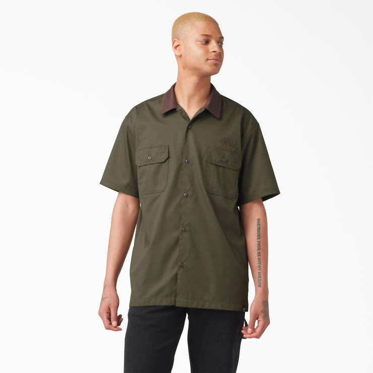 Vincent Alvarez Block Collar Work Shirt - Military Green (ML) image number 1