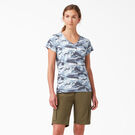 Women&#39;s Short Sleeve V-Neck T-Shirt - Flint Blue Camo &#40;F2C&#41;