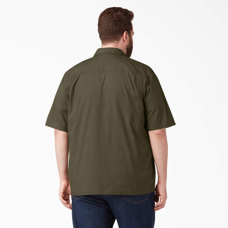 Short Sleeve Ripstop Work Shirt - Rinsed Military Green (RML) image number 5