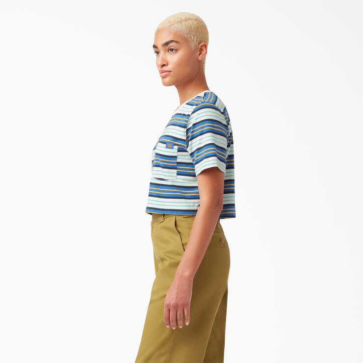 T-shirt court rayé pour femmes - Cobalt Stripe (C2S) numéro de l’image 3