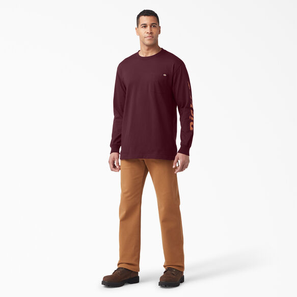 Logo Graphic Long Sleeve Pocket T-Shirt - Burgundy &#40;BY&#41;