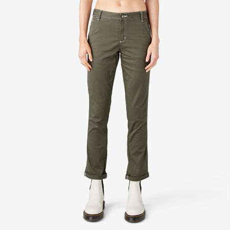 Women&#39;s Roll Hem Carpenter Pants - Olive Green &#40;OG&#41;
