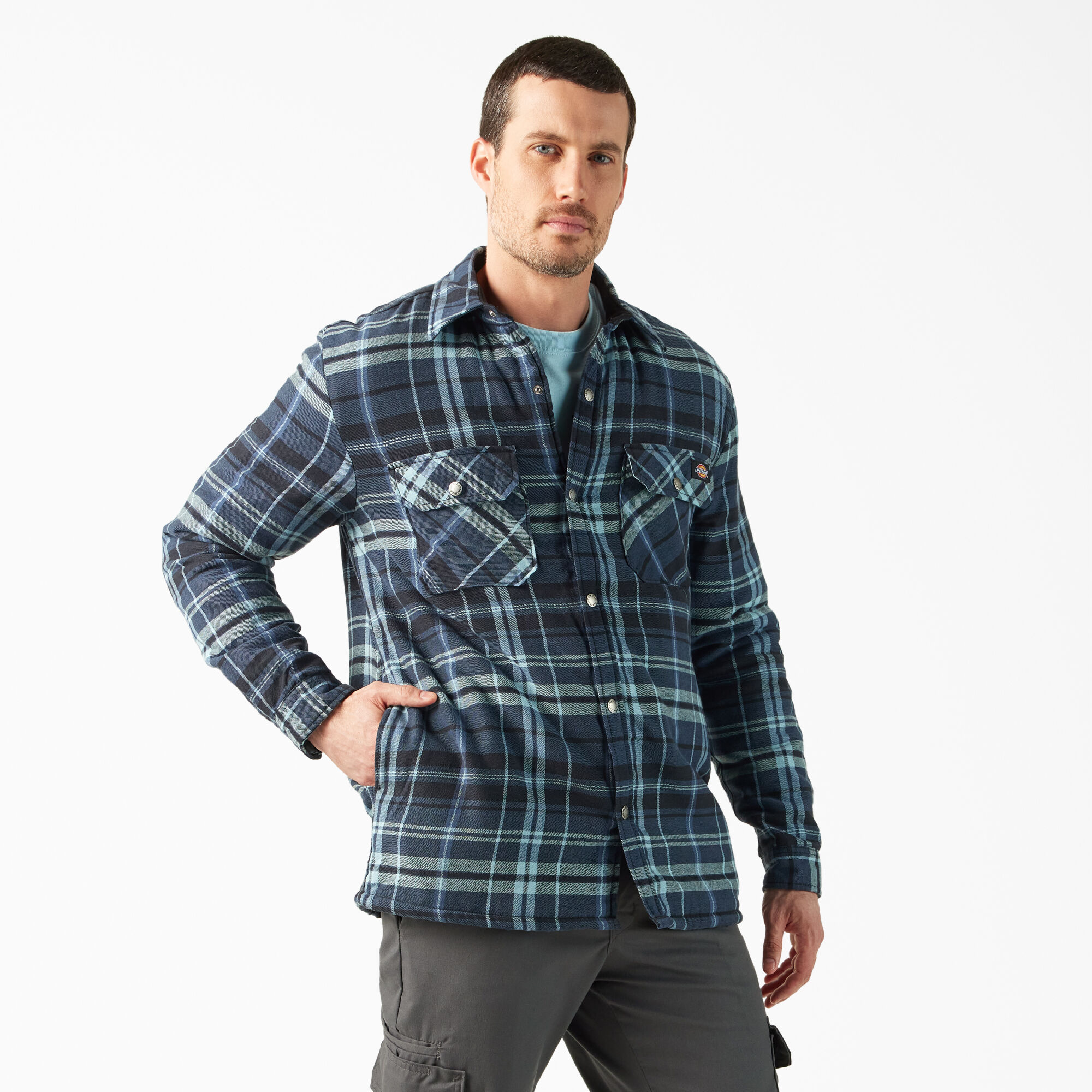 Water Repellent Fleece Lined Flannel Shirt Jacket