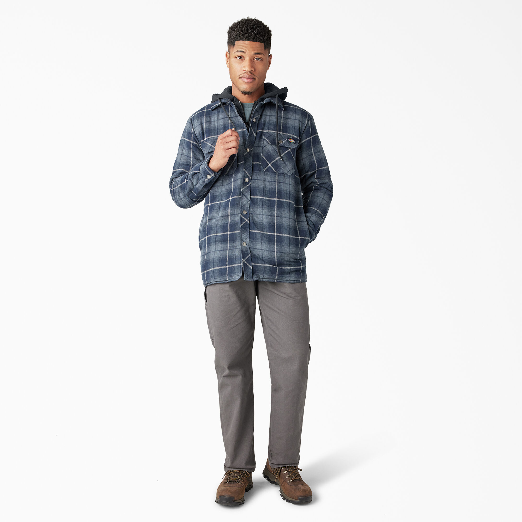 Fleece Hooded Flannel Shirt Jacket with DWR Mens Shirt Jackets