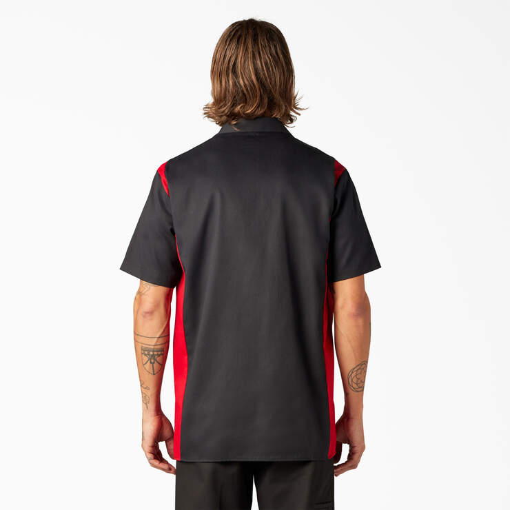 Two-Tone Short Sleeve Work Shirt - Black/English Red (BKER) image number 2