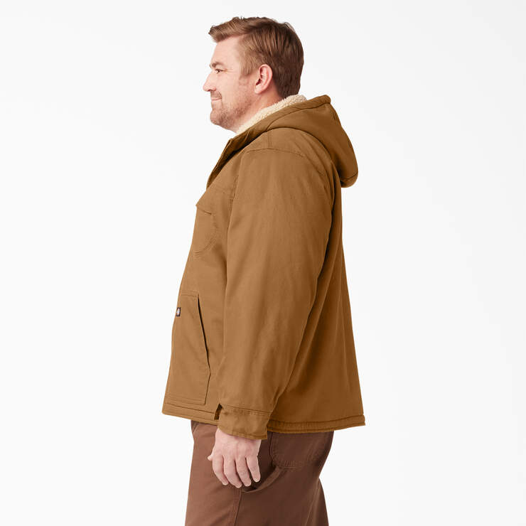 Veste à capuchon en coutil doublé en molleton poil long - Rinsed Brown Duck (RBD) numéro de l’image 6